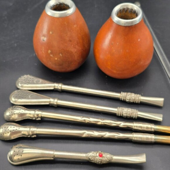 Argentinian Yerba Mate Traditional Drinking Set With Bombillas Spoons HS1222 - Picture 11 of 12
